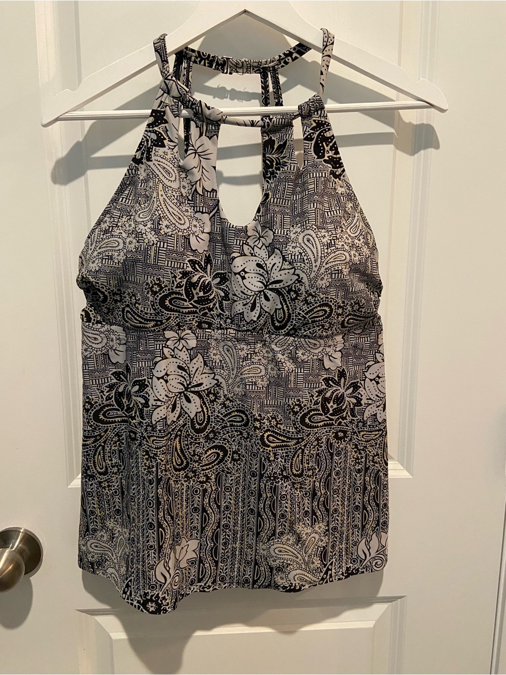 St. John's Bay Black & White Halter Swim Tankini